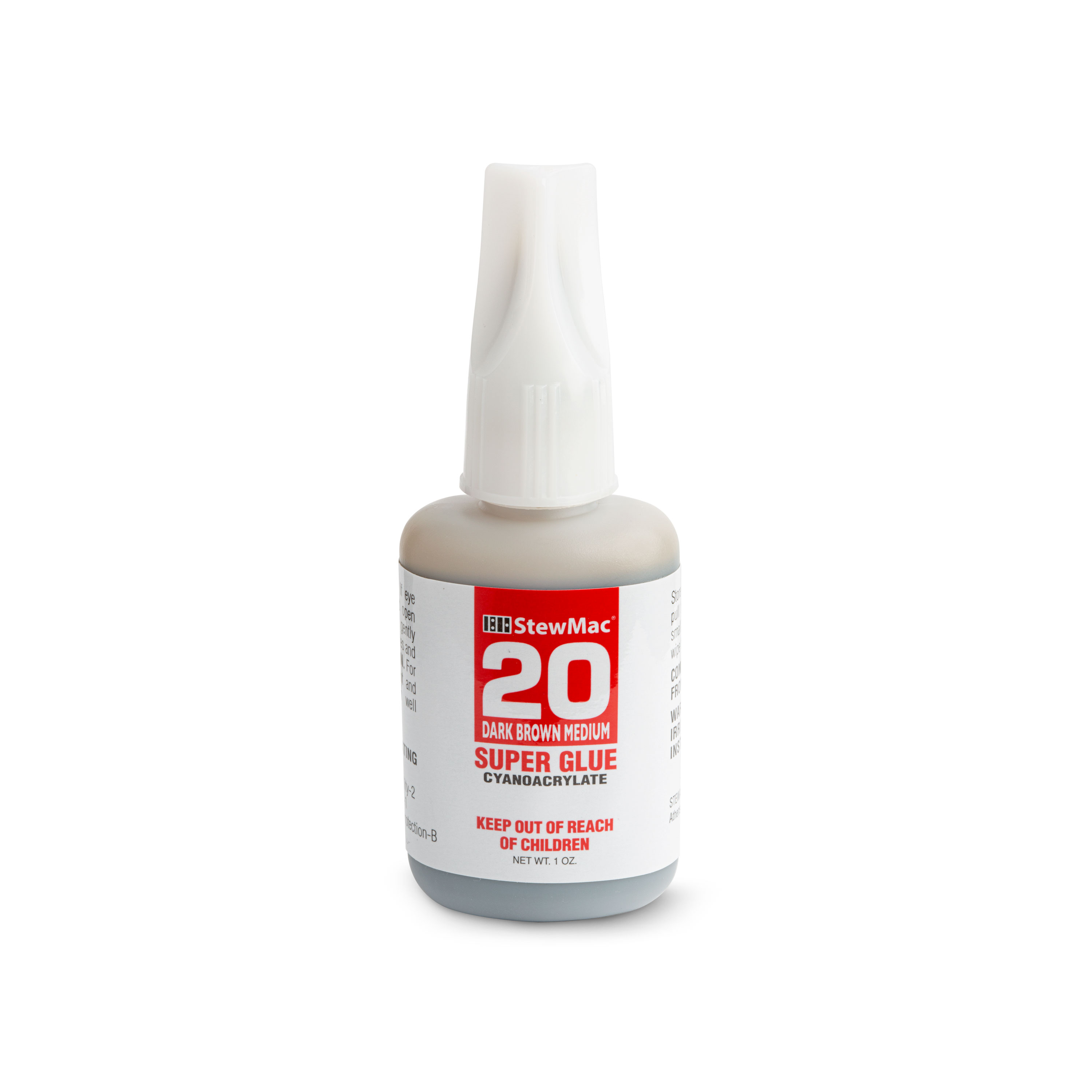 StewMac Tinted Super Glue, Dark Brown, 1 oz.