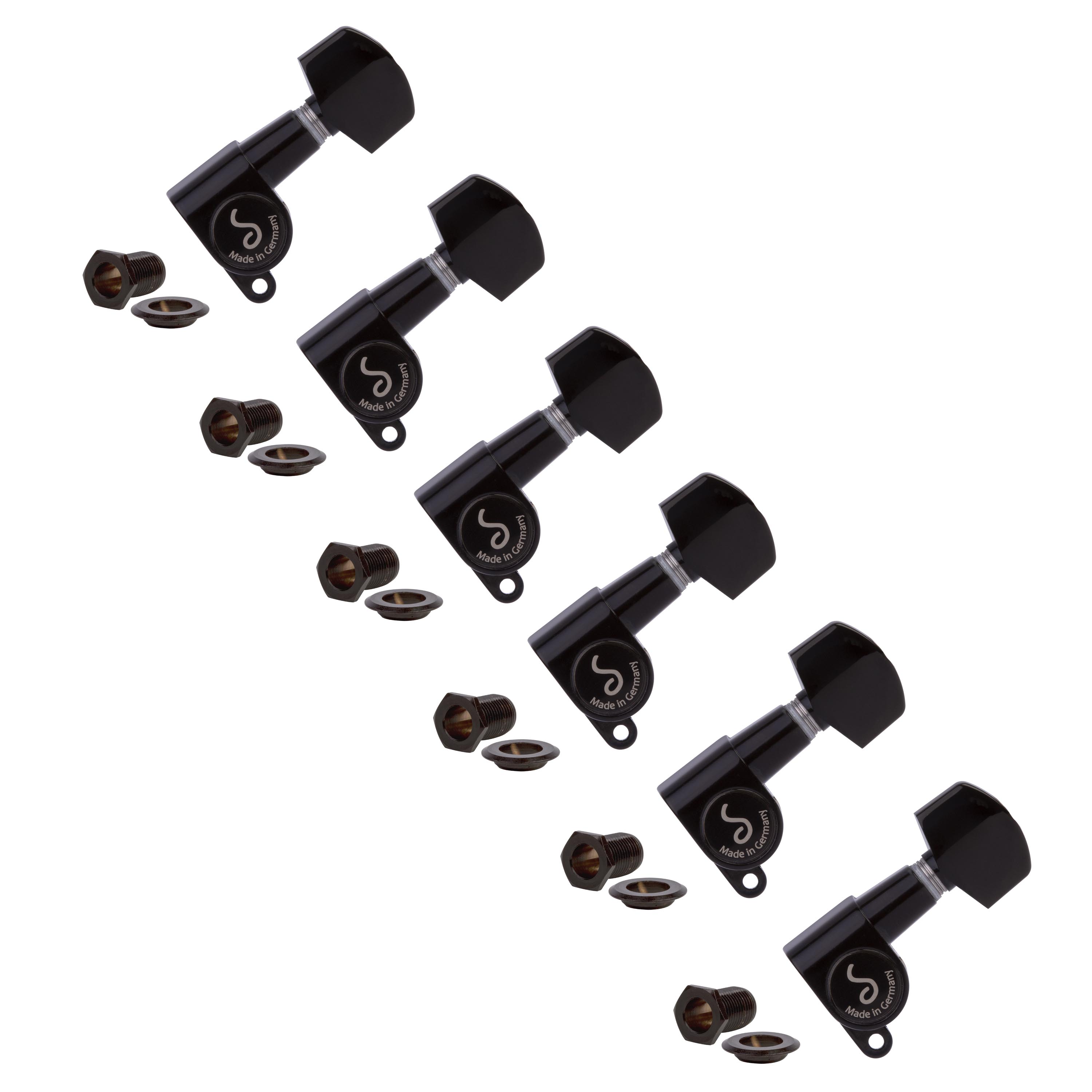 Schaller M-6 Mini 6-In-Line Guitar Machines, Black