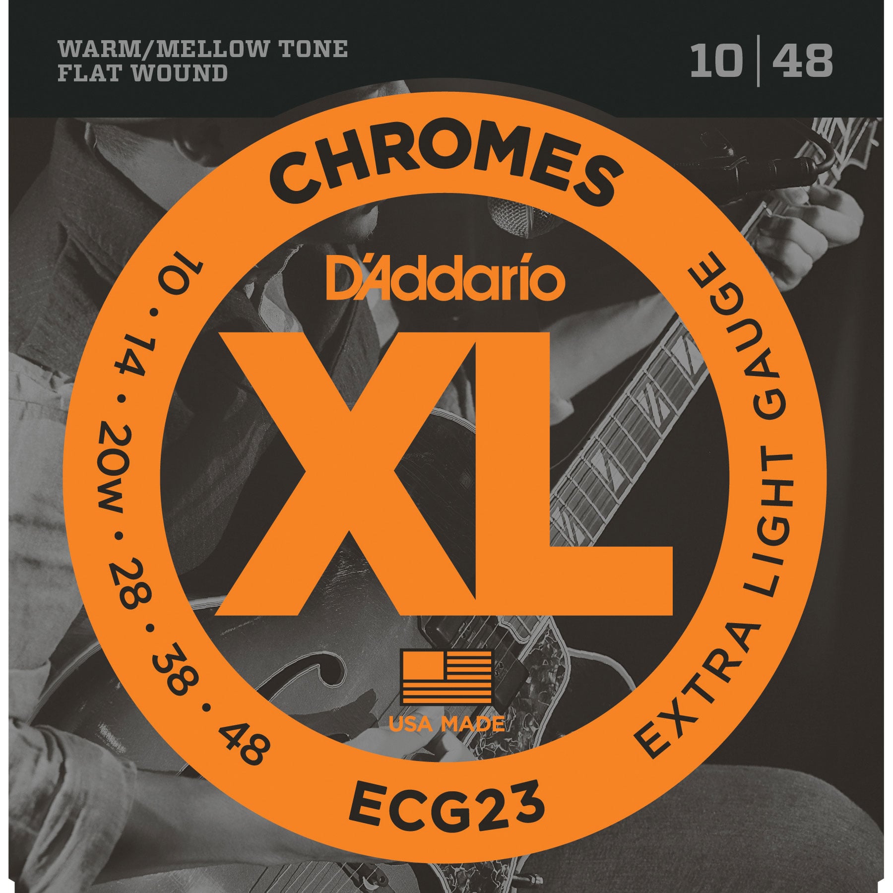 D'Addario Chromes Flat Wound Electric Guitar Strings, Extra Light (ECG23)