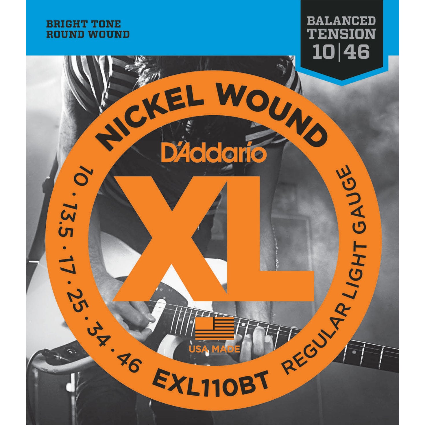 D'Addario XL Balanced Tension Nickel Wound Electric Guitar Strings, Regular Light (EXL110BT)