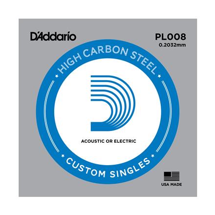 D'Addario Single Electric Guitar Strings, 0.008" Plain Steel