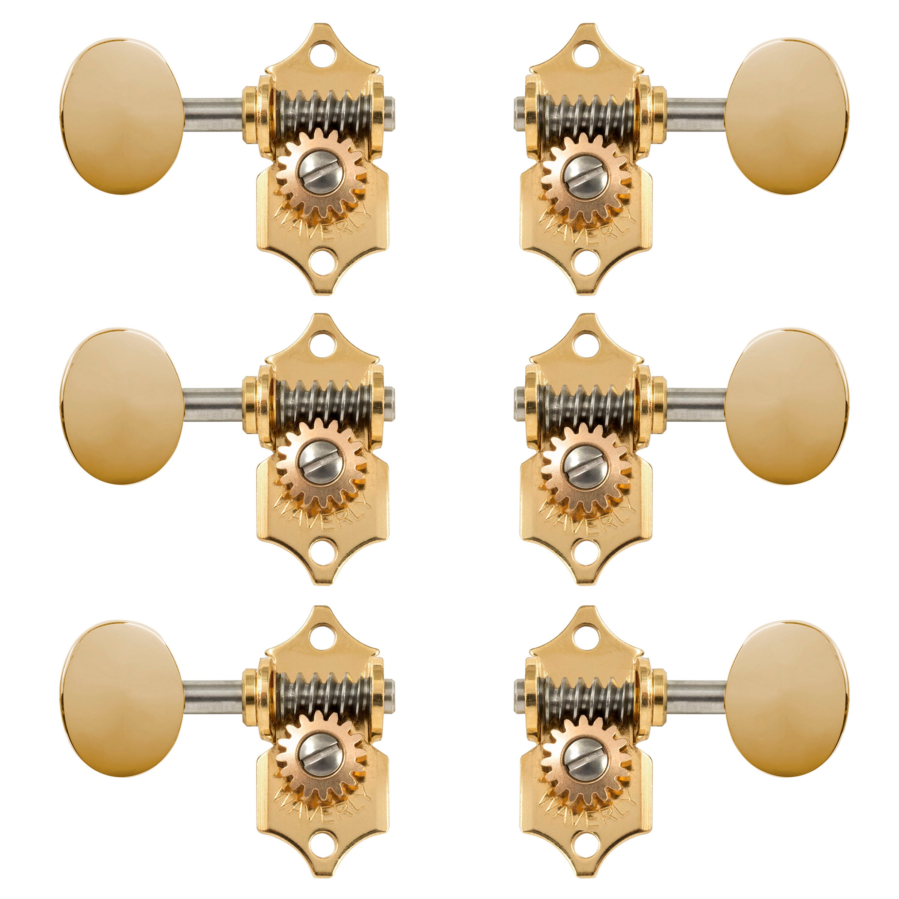Waverly Guitar Tuners with Vintage Oval Knobs for Solid Pegheads, Gold, 3L/3R
