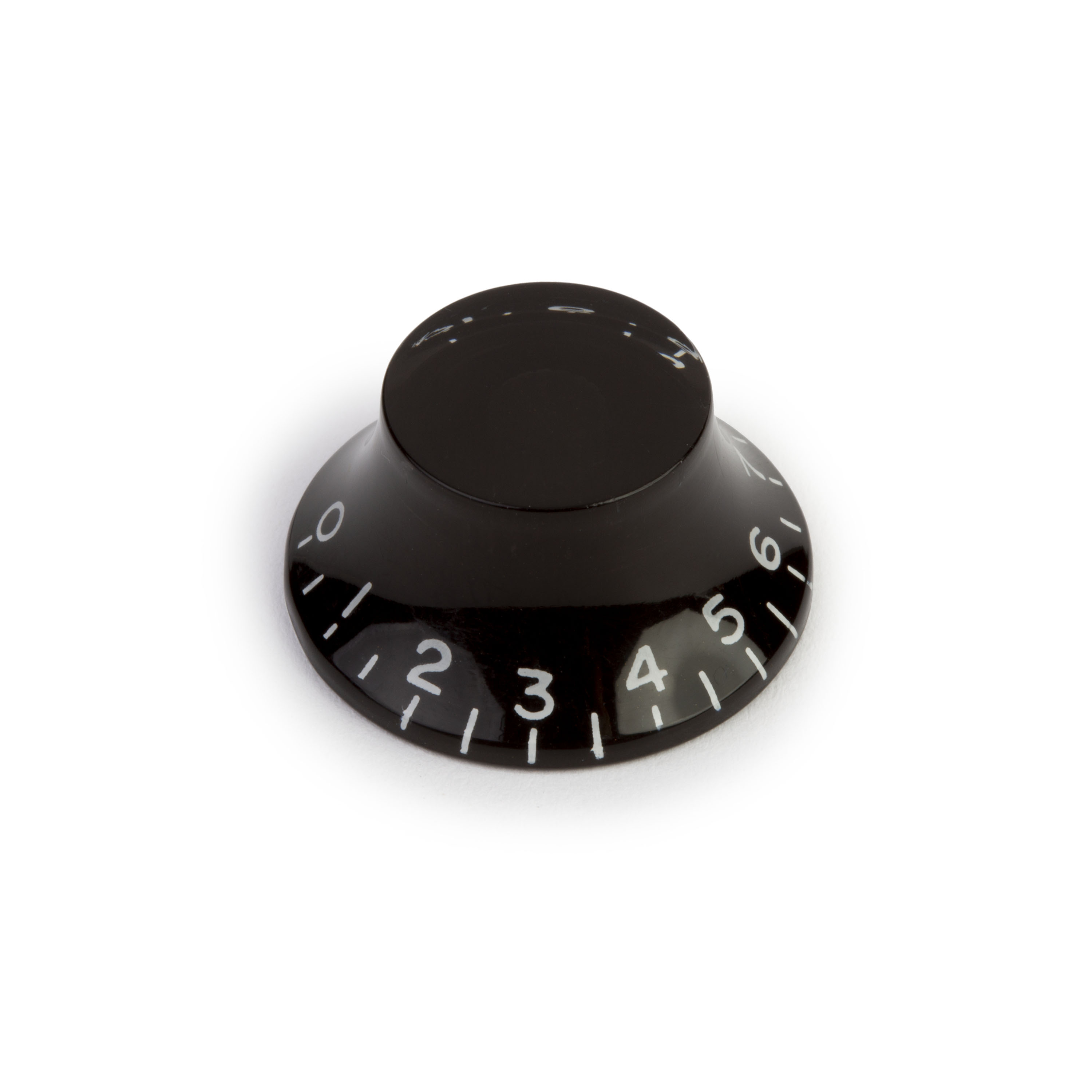 Top Hat Bell Knob, Black, for coarse-knurled pot shaft (Alpha)
