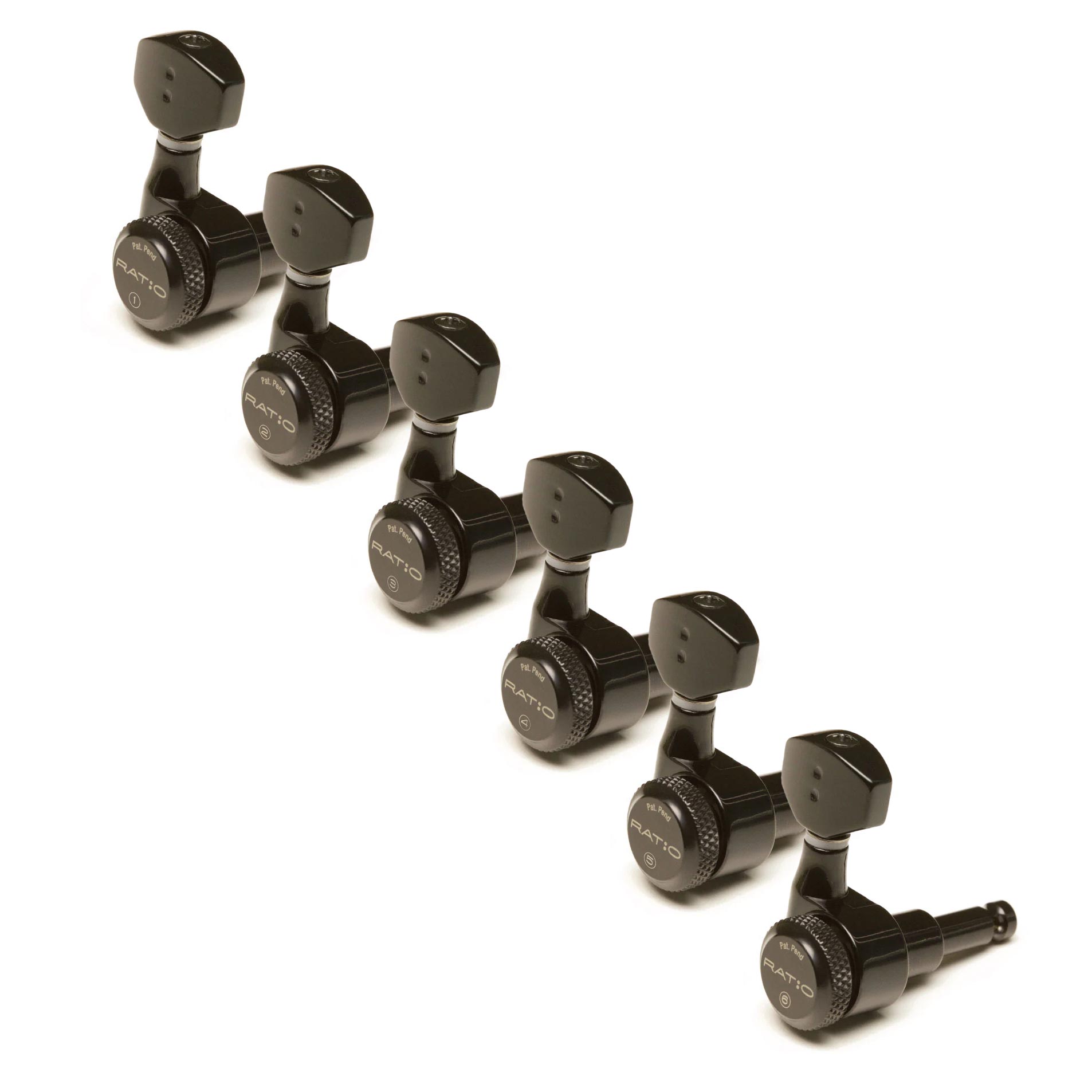Graph Tech Ratio Electric Locking 6-In-Line Tuned Machine Heads, Black (PRL-8721-B0)