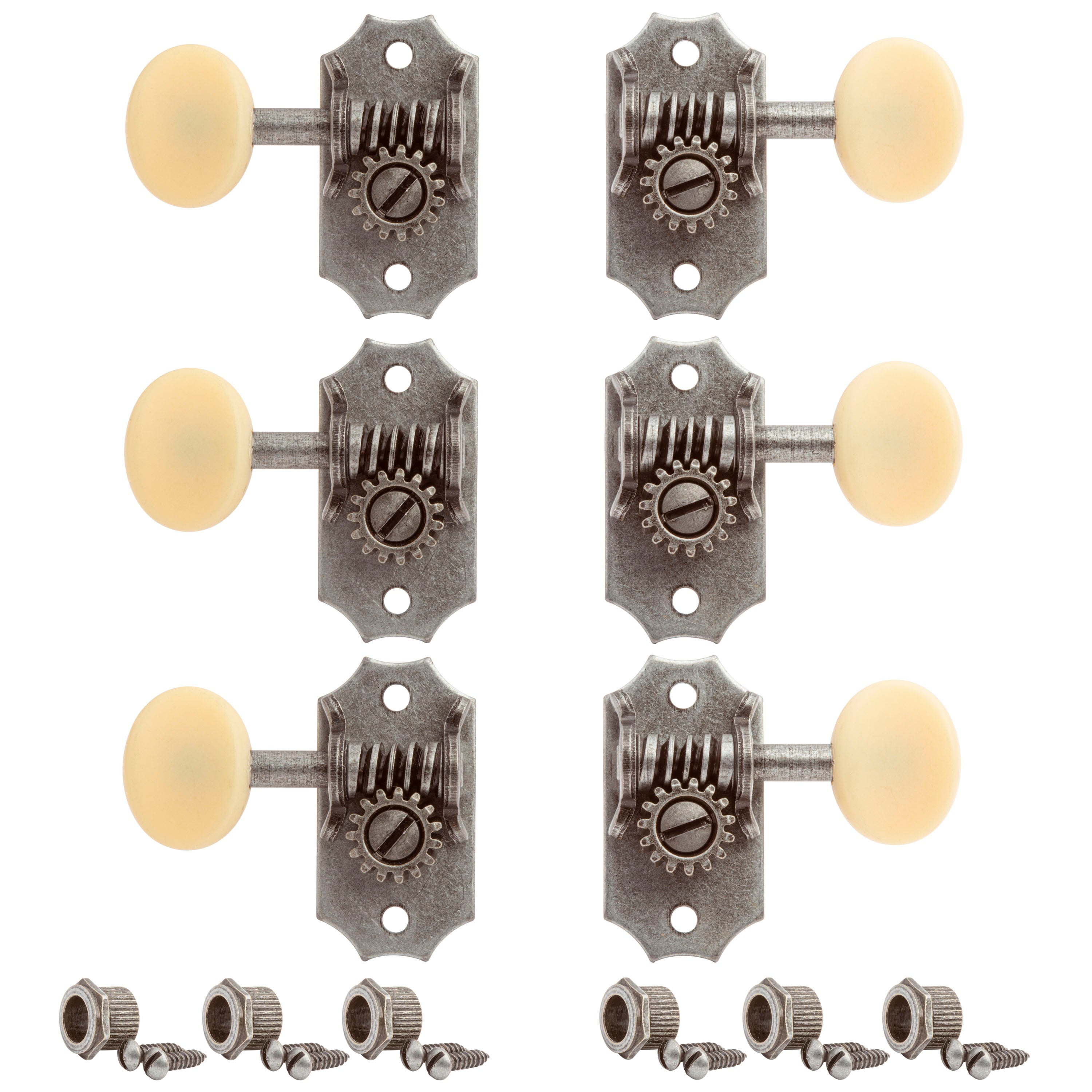 Golden Age Restoration Guitar Tuners 3+3, Relic nickel