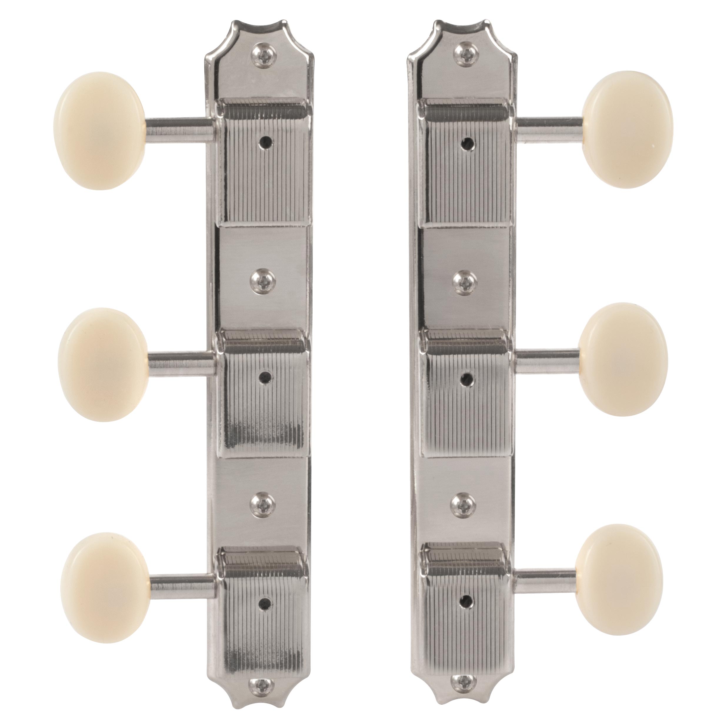 Golden Age Vintage-style 3-On-Plate Tuners, Nickel