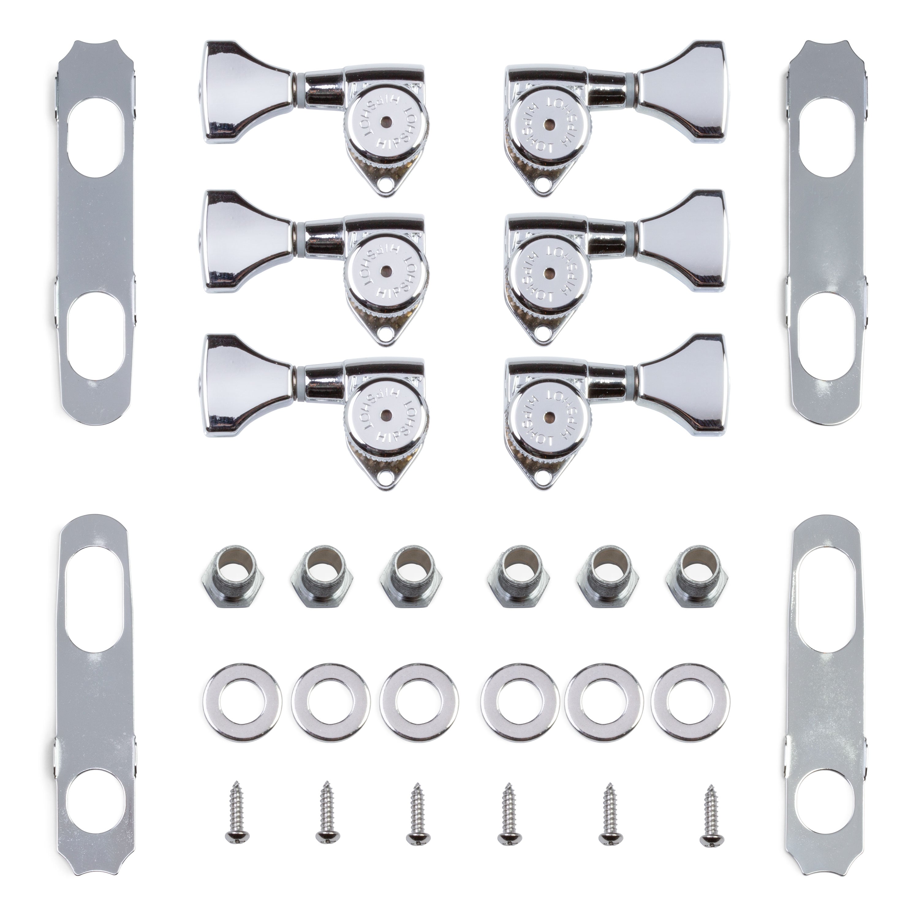 Hipshot Grip-Lock Open Gear 3+3 Tuner Upgrade Kit, Chrome