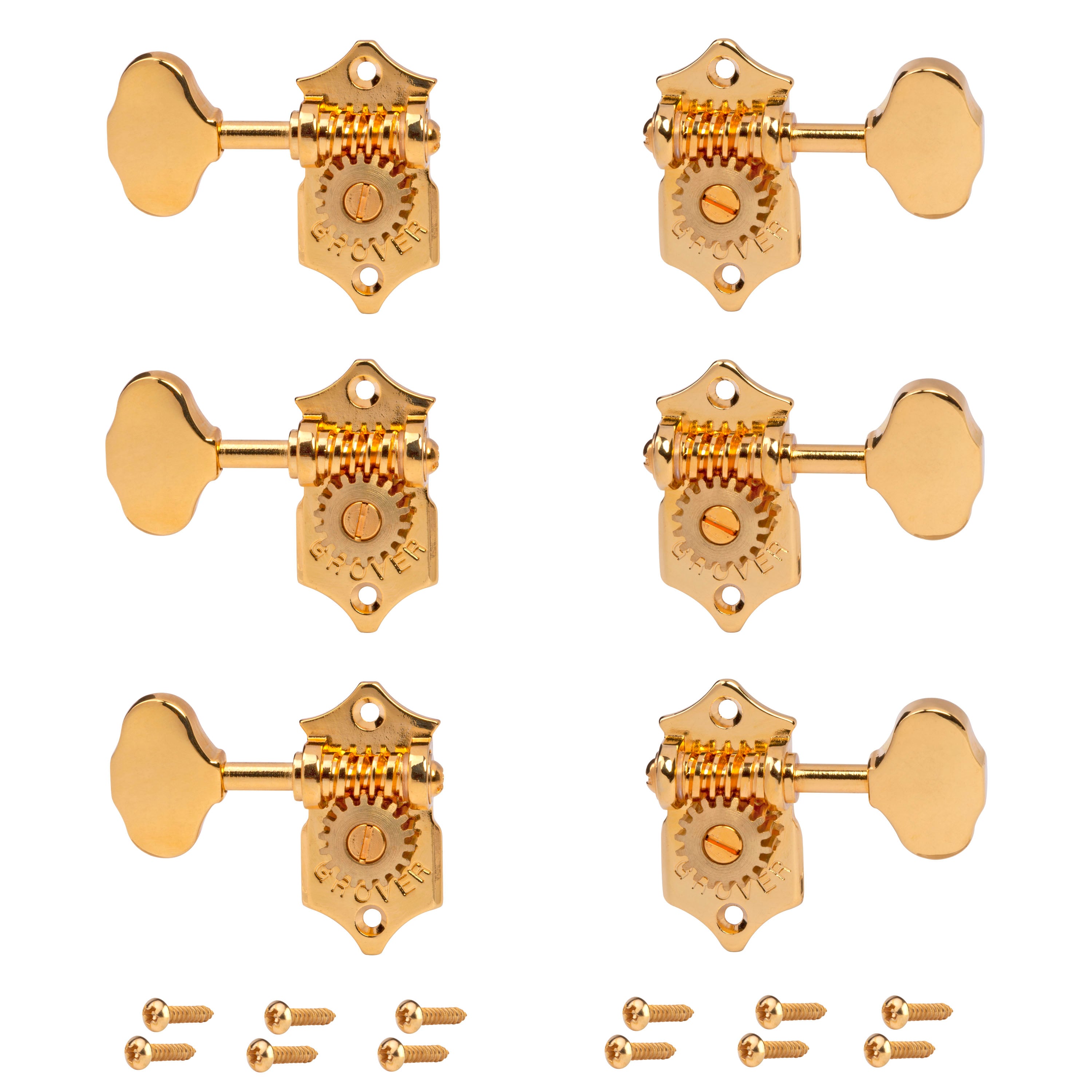 Grover 18:1 Sta-Tite Slotted Peghead Guitar Machines, Gold, 3L/3R