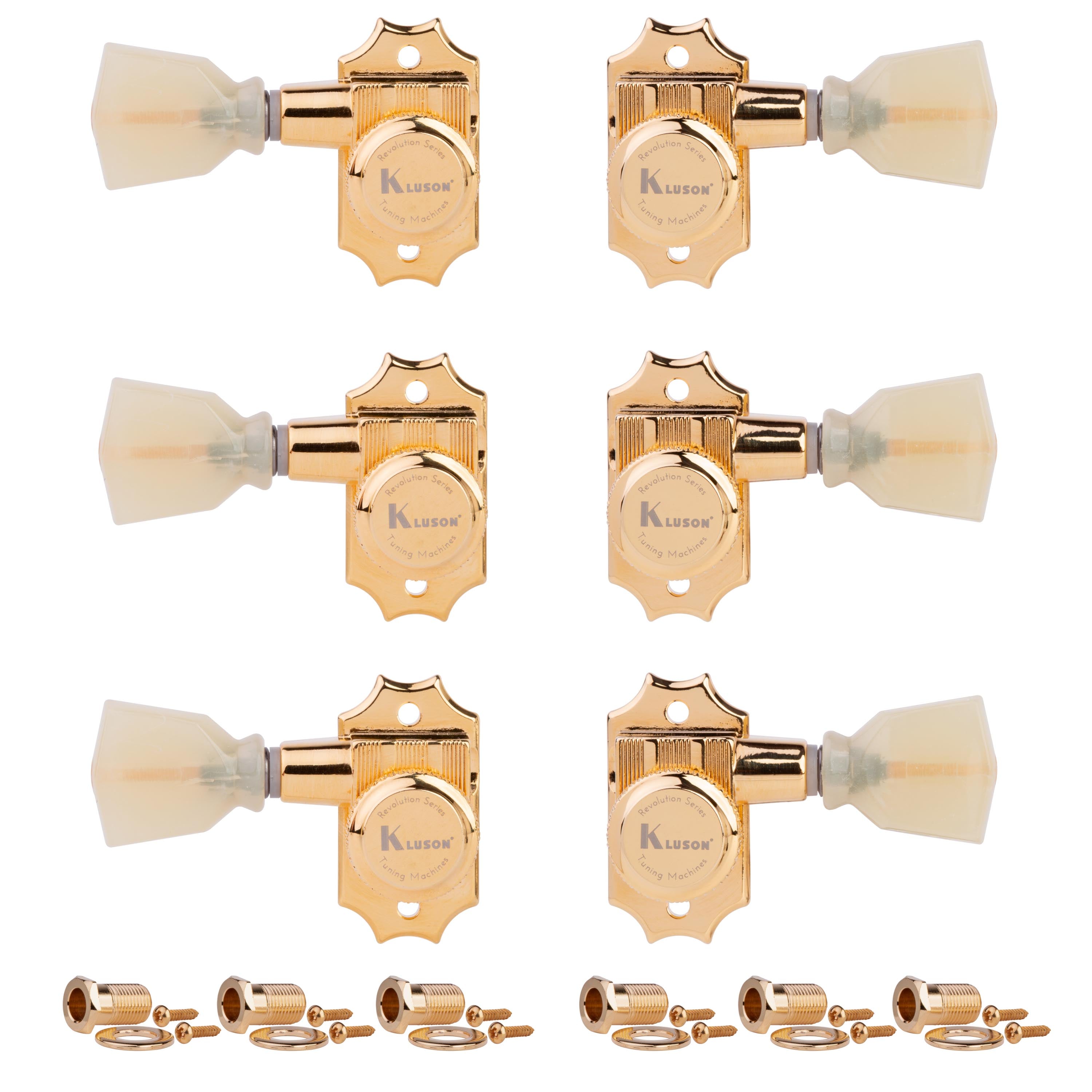 Kluson 3+3 Locking Revolution Series G-Mount Tuners, Gold