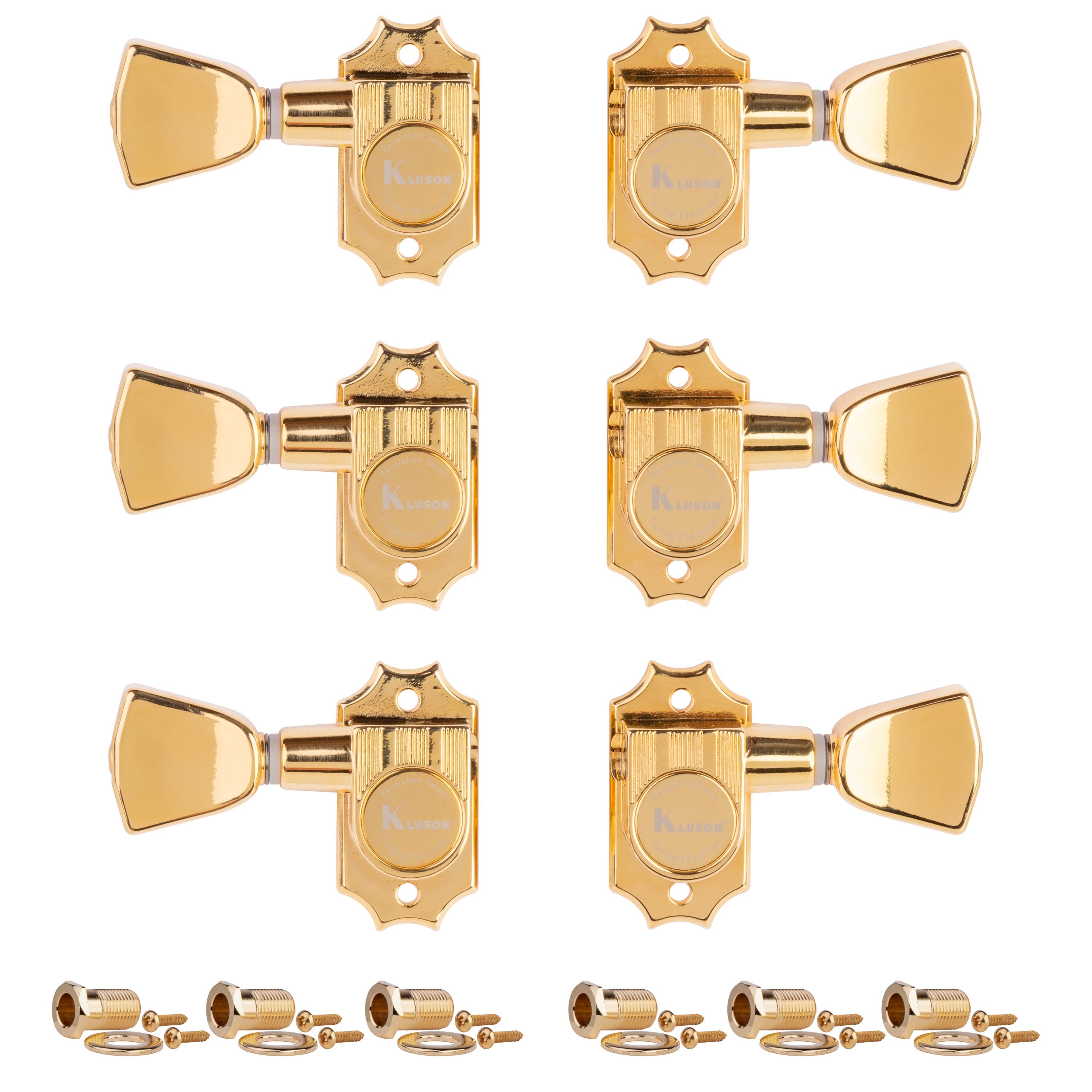 Kluson 3+3 Revolution Series G-Mount Tuners, Gold