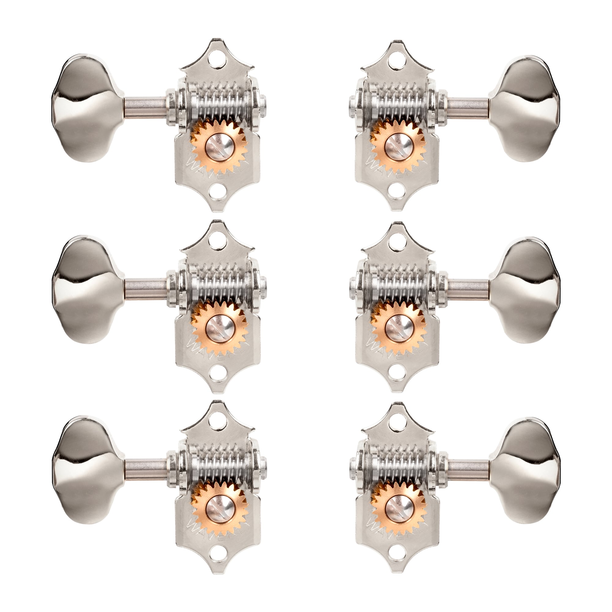 Waverly High Ratio Guitar Tuners with Butterbean Knobs for Slotted Pegheads, Nickel, 3L/3R