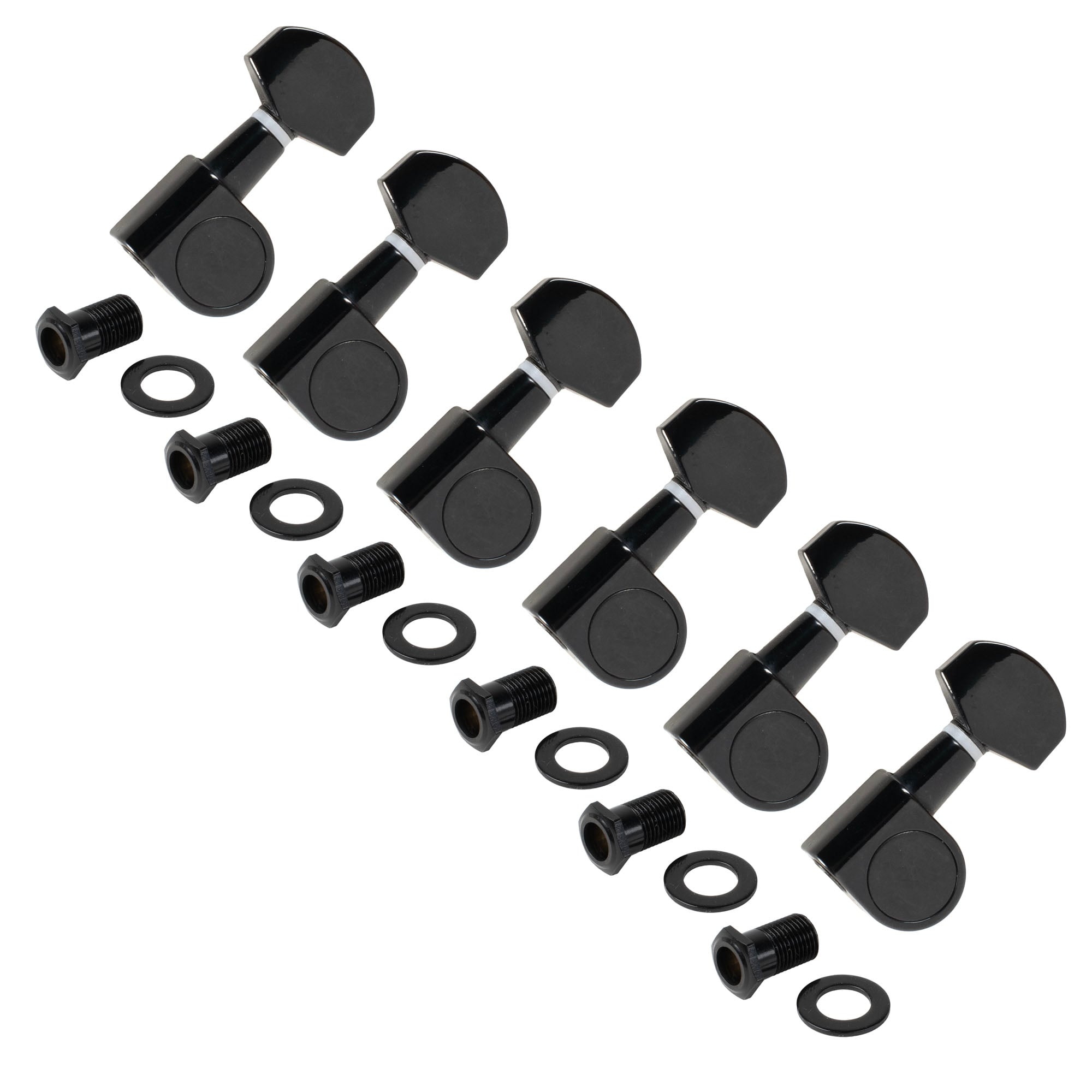 StewMac 6-In-Line Tuners with Large Schaller-style Knob, Black