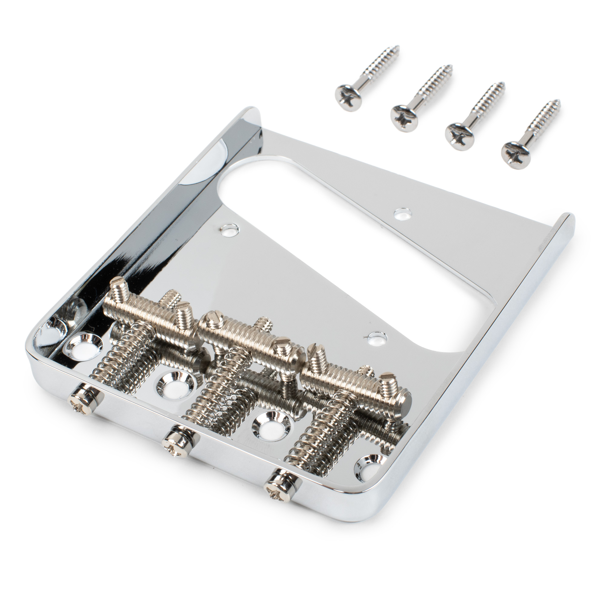StewMac Traditional Threaded 3-Saddle Bridge for Telecaster, Chrome