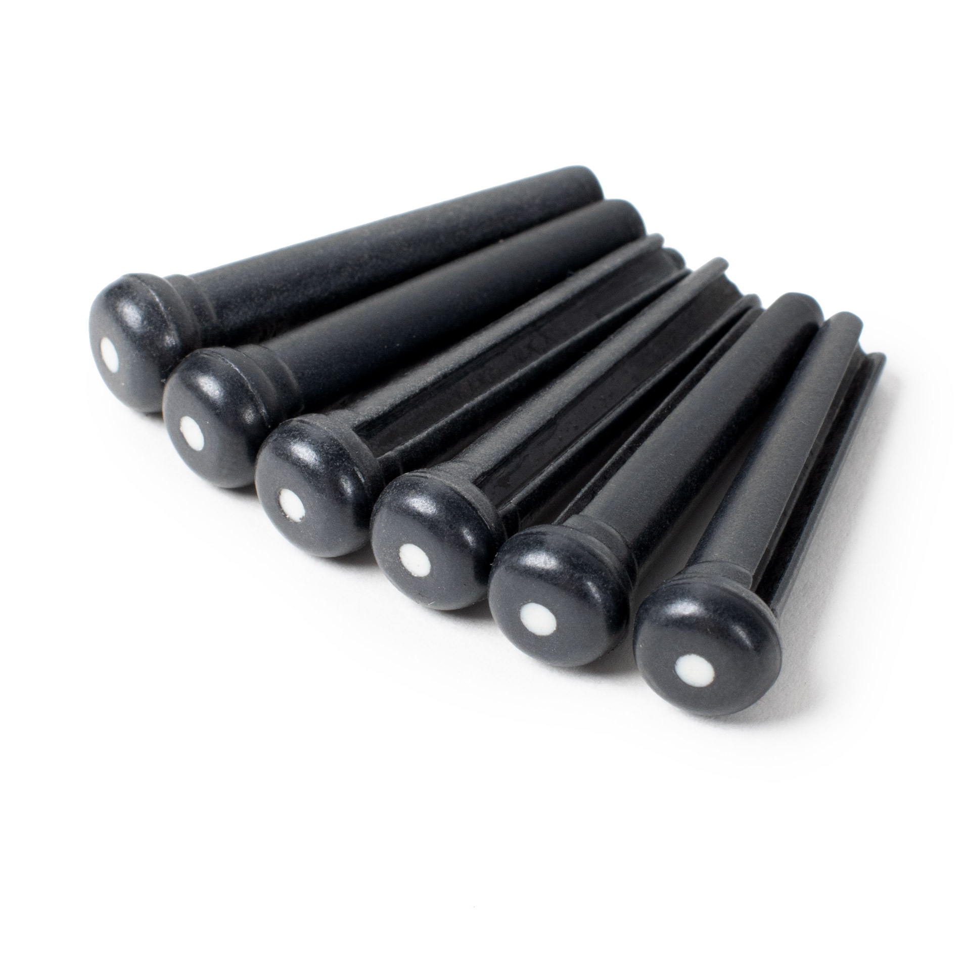 Graph Tech TUSQ Traditional Bridge Pins, Black with Dot, Slotted, Set of 6 (PP-2122-00)