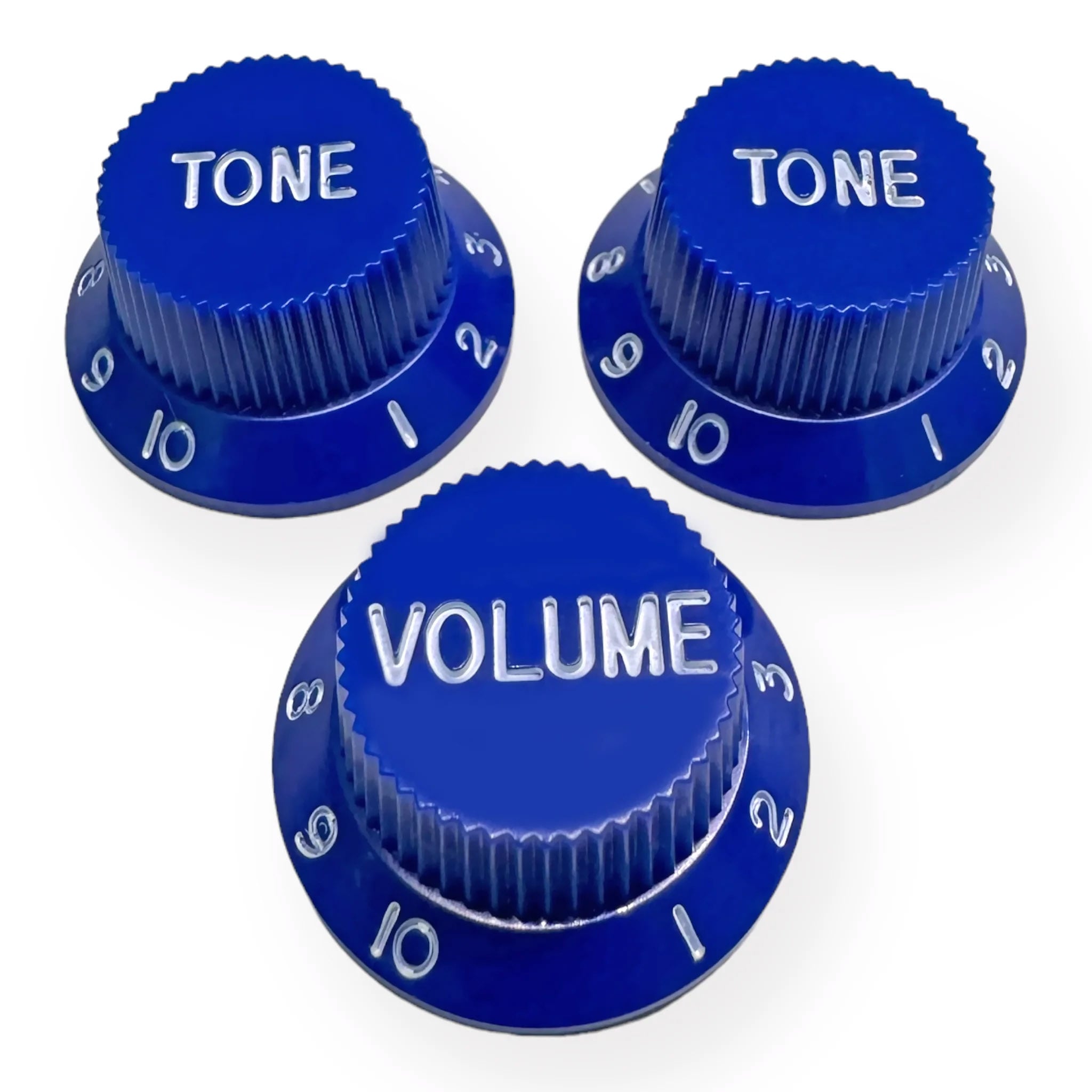 StewMac Volume + Tone Knobs for Strat - Set of 3, Blue