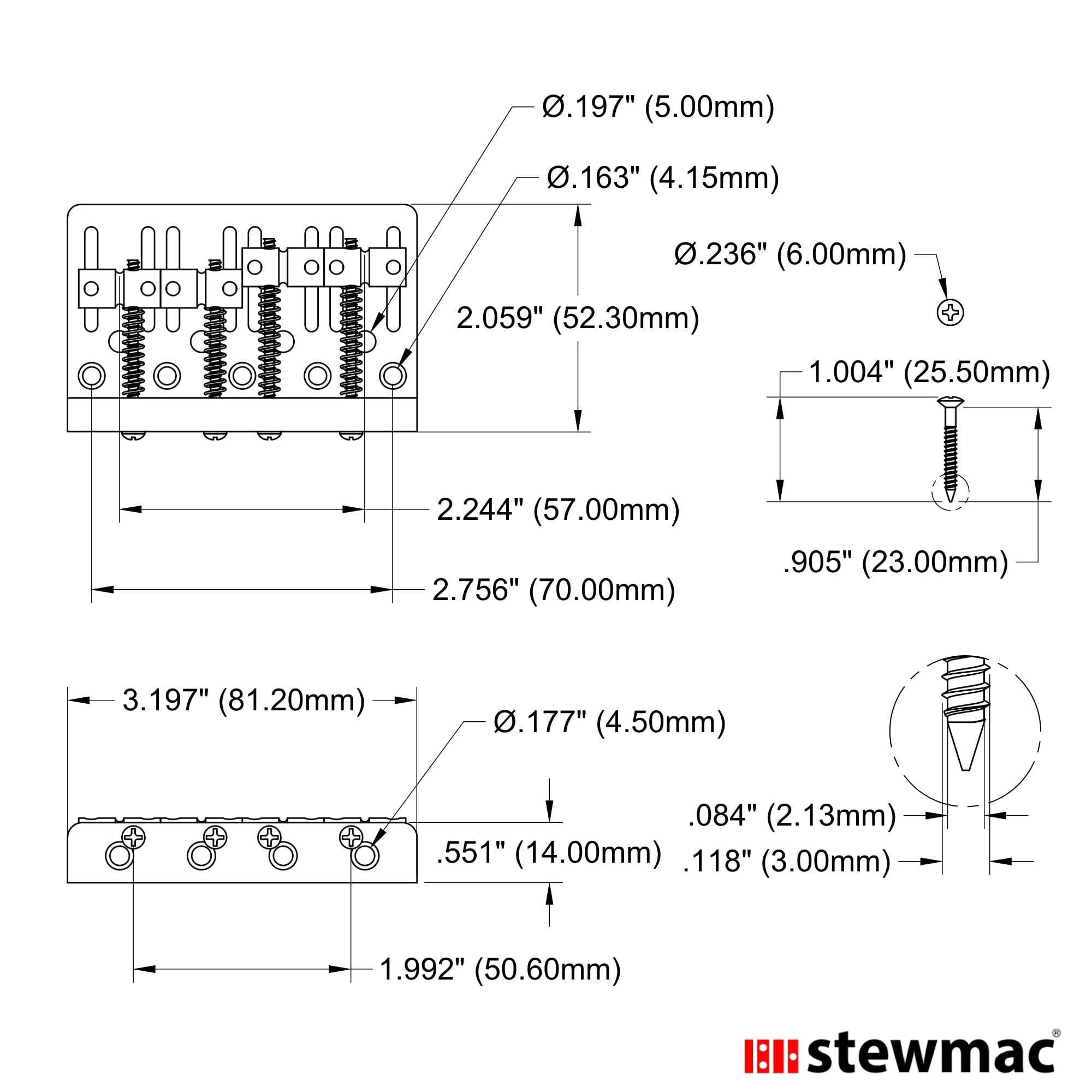StewMac Dual-Load Bass Bridge