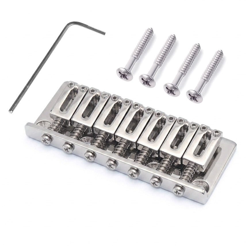 StewMac 7-String Hardtail Bridge, 10.5 mm Spacing, Chrome
