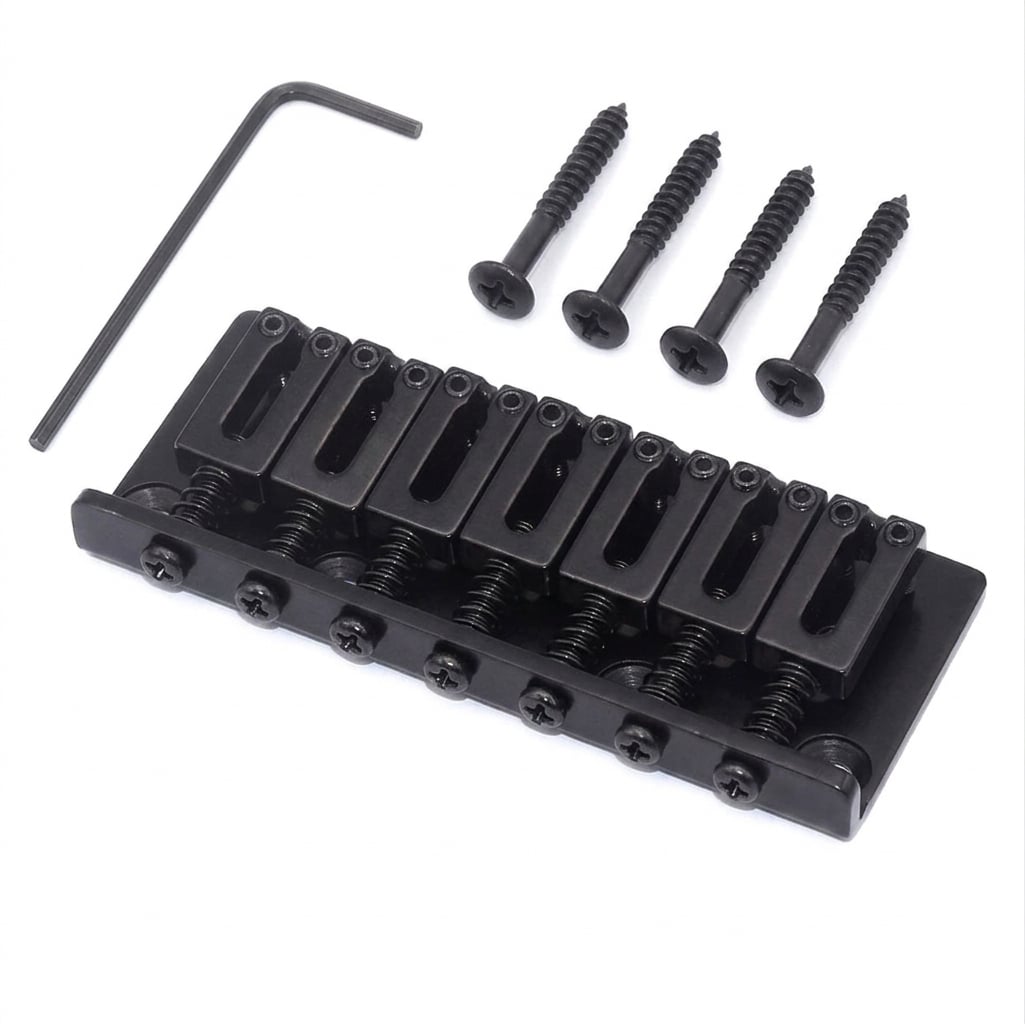 StewMac 7-String Hardtail Bridge, 10.5 mm Spacing, Black