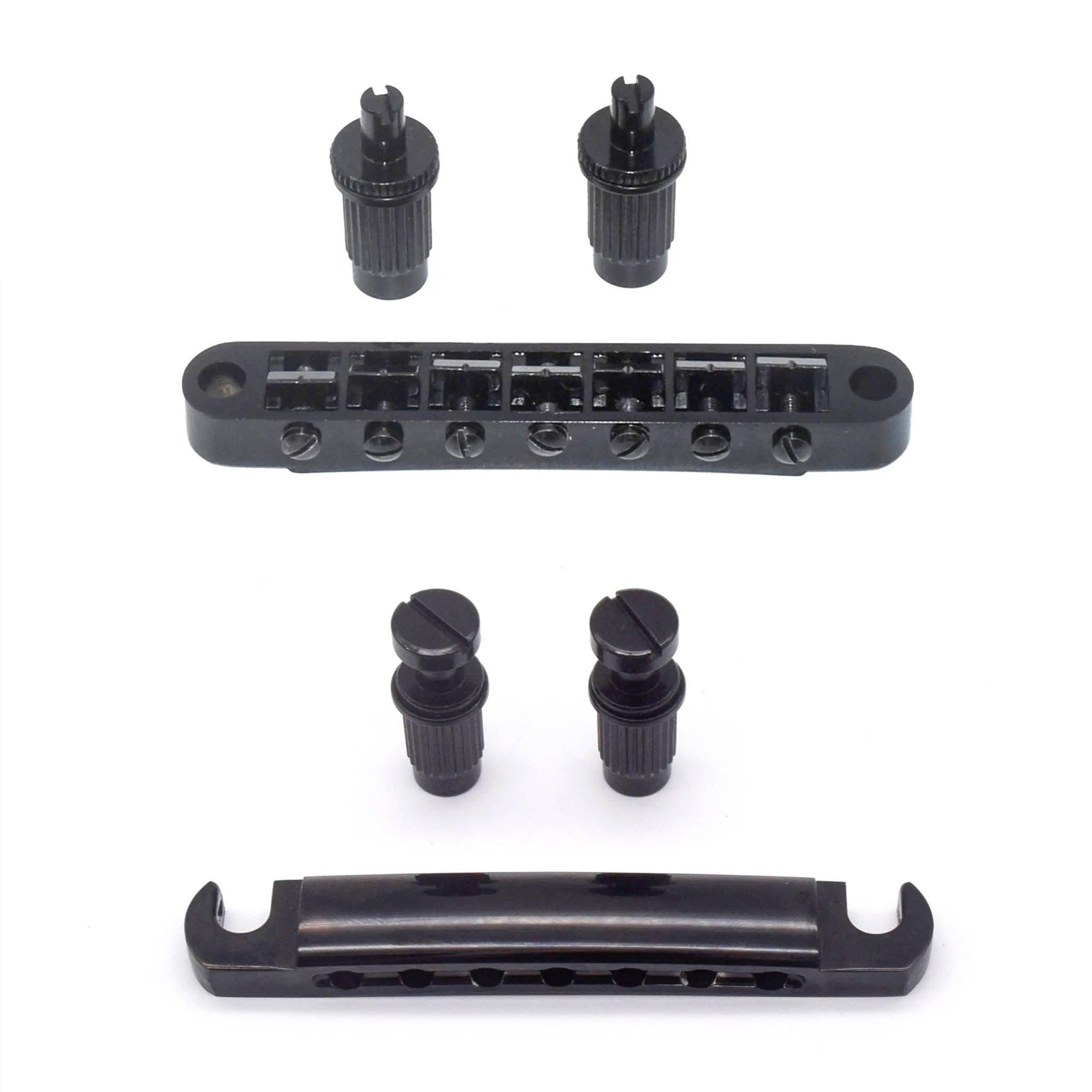 StewMac 7-String Tune-o-matic Bridge and Tailpiece, Black