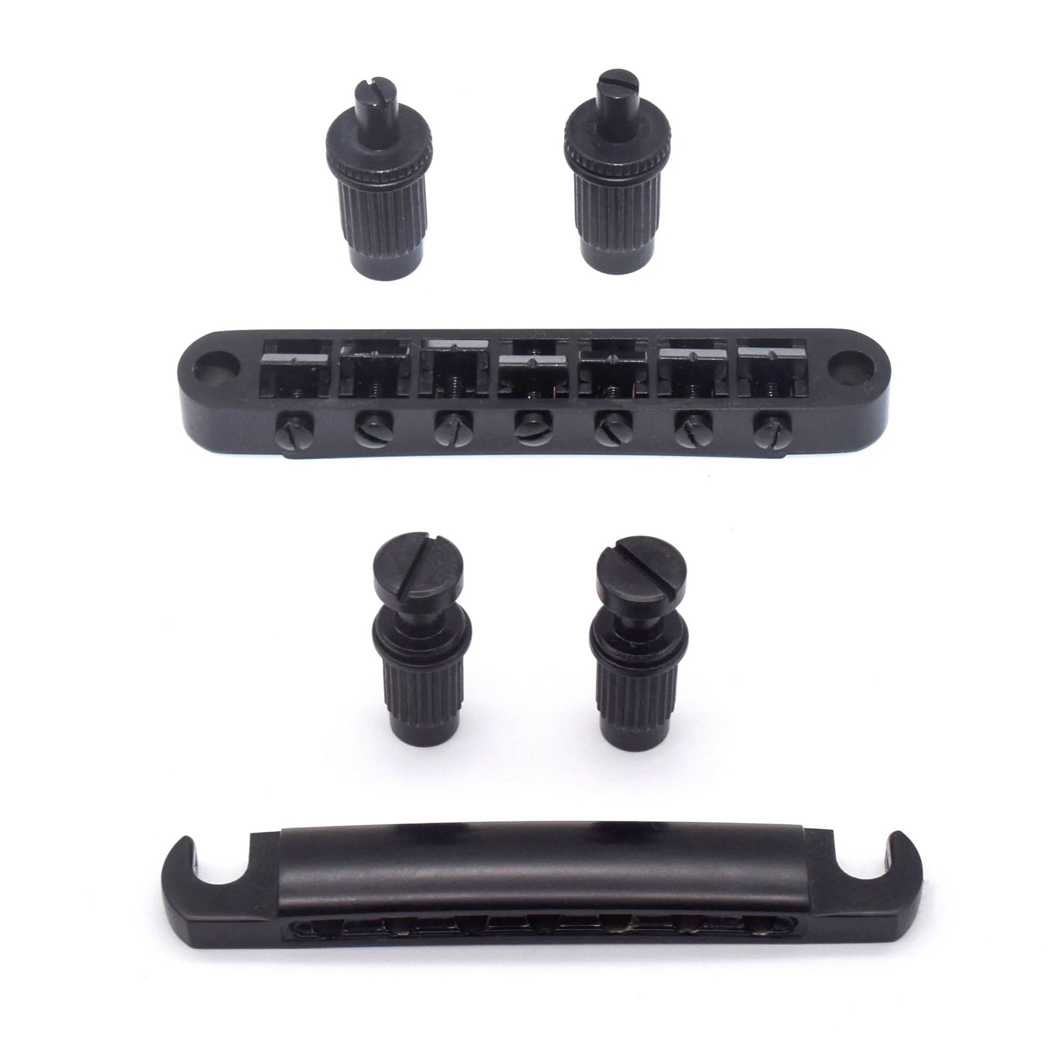 StewMac 7-String Tune-o-matic Bridge and Tailpiece, Satin Black