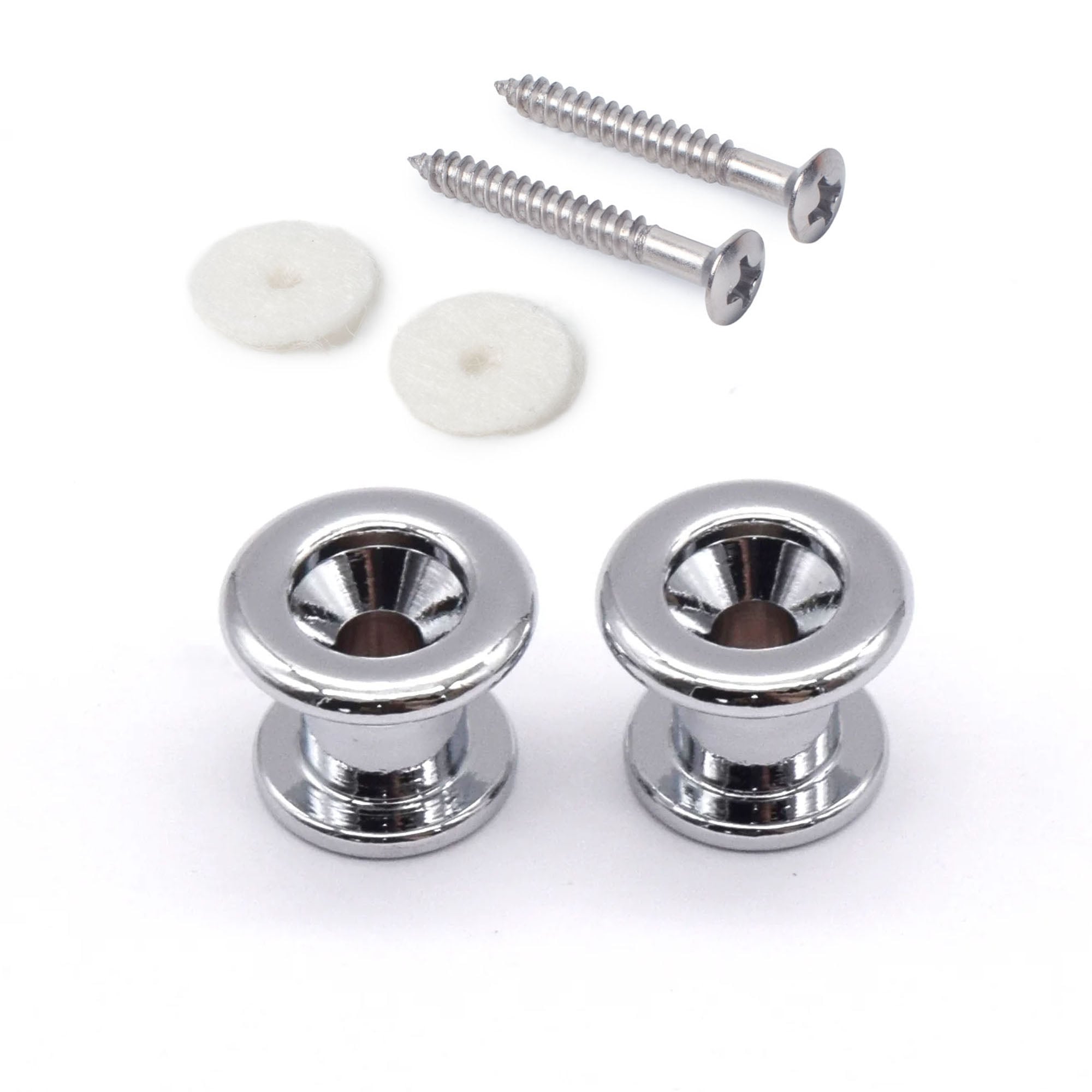 StewMac Long Strap Buttons, Chrome, Set of 2