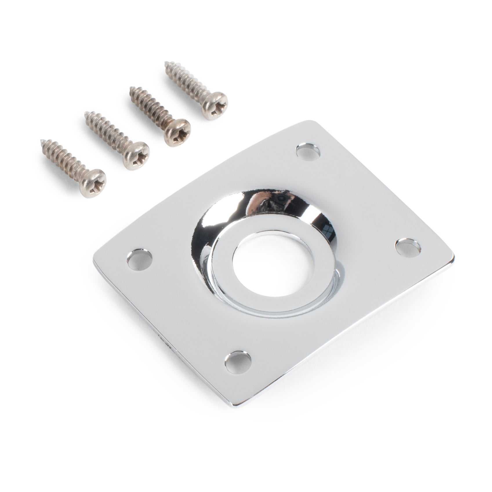 StewMac Steel Rectangular Jack Plate, Recessed Hole, Chrome
