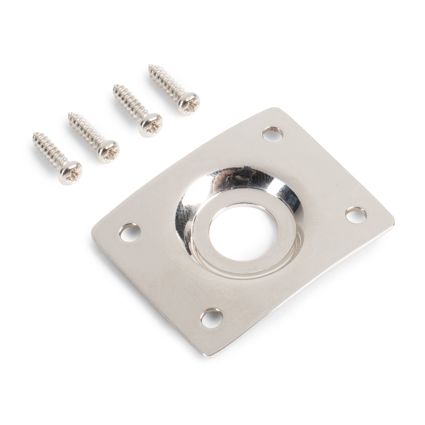 StewMac Steel Rectangular Jack Plate, Recessed Hole, Nickel