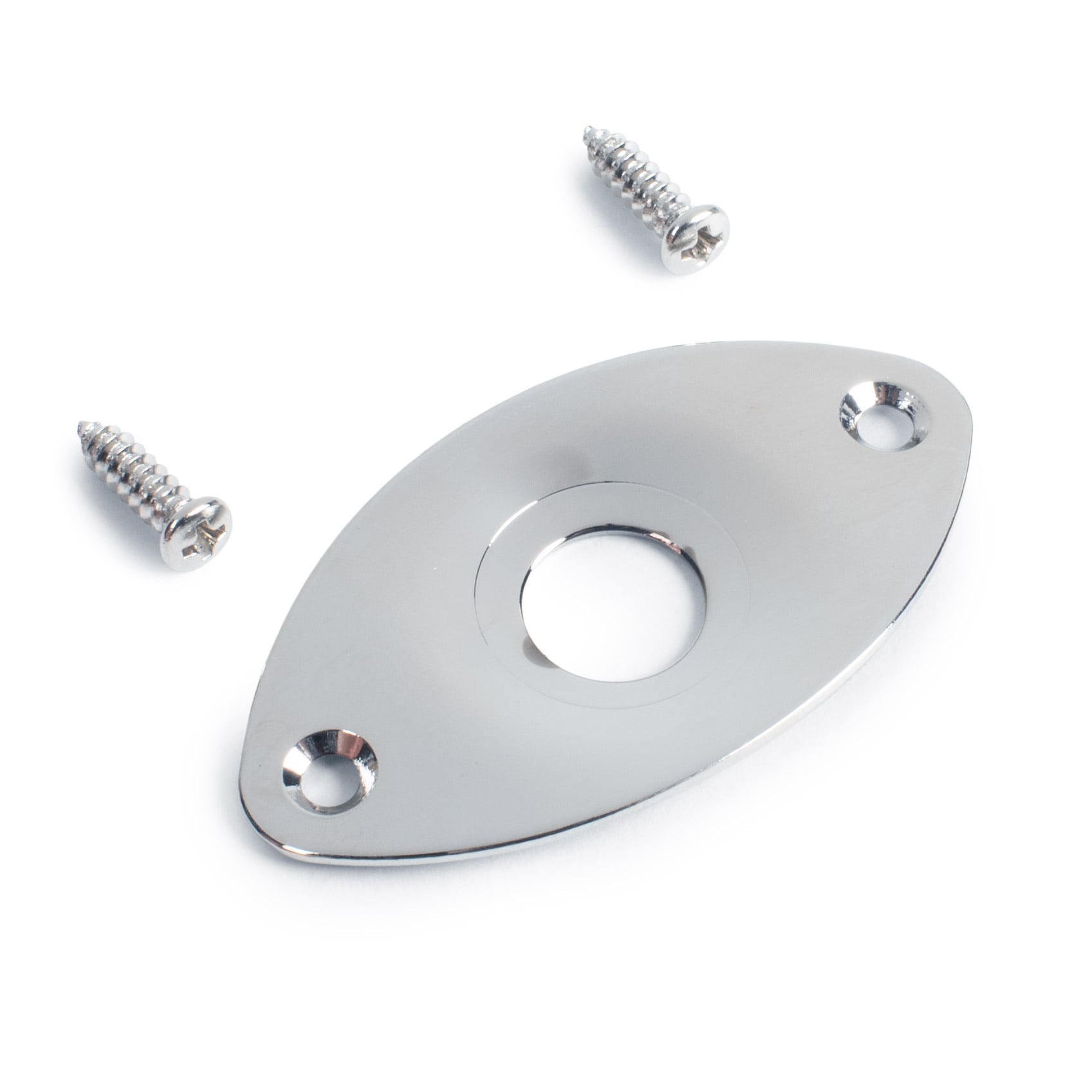 StewMac Oval Jack Plate, Recessed Hole, Chrome