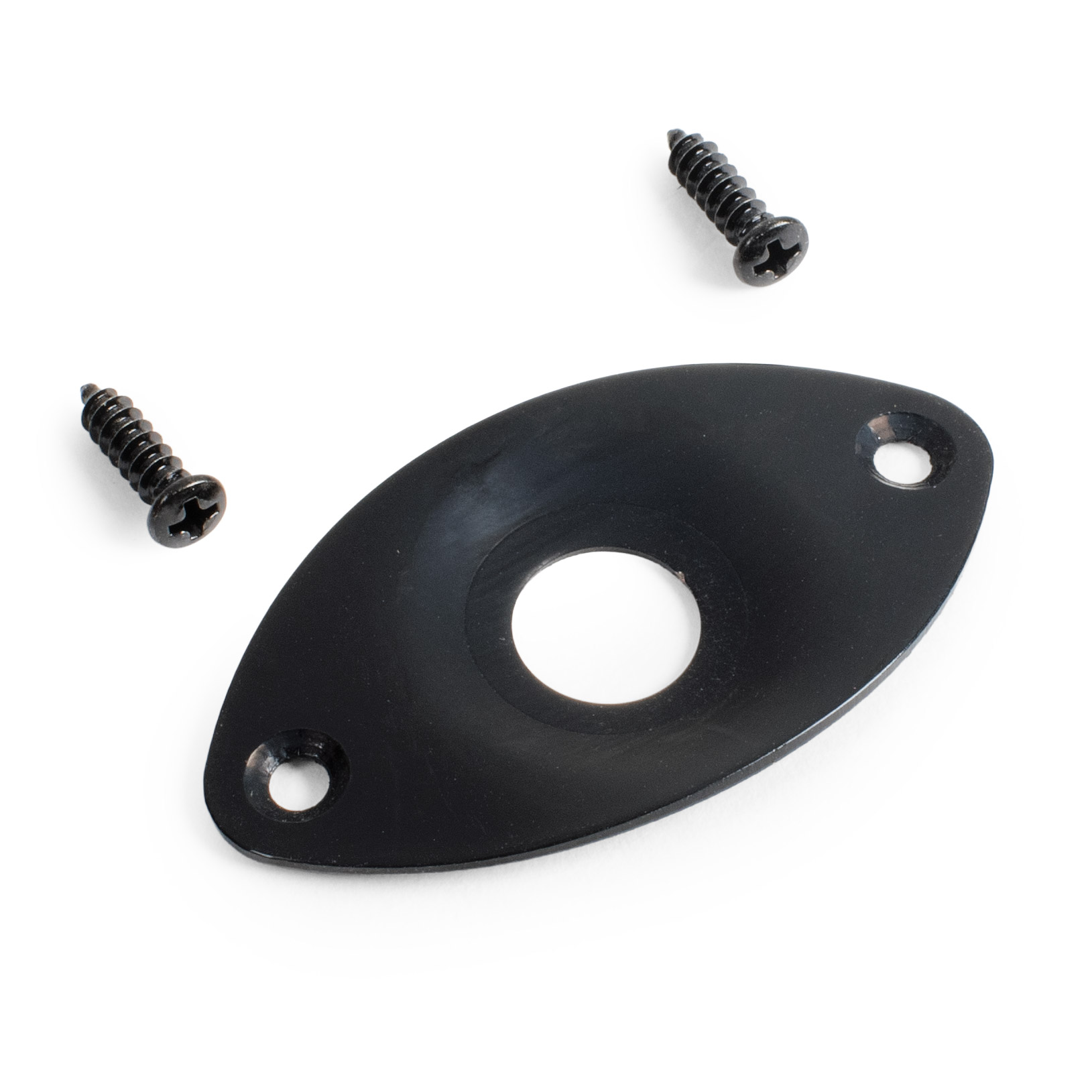 StewMac Oval Jack Plate, Recessed Hole, Black