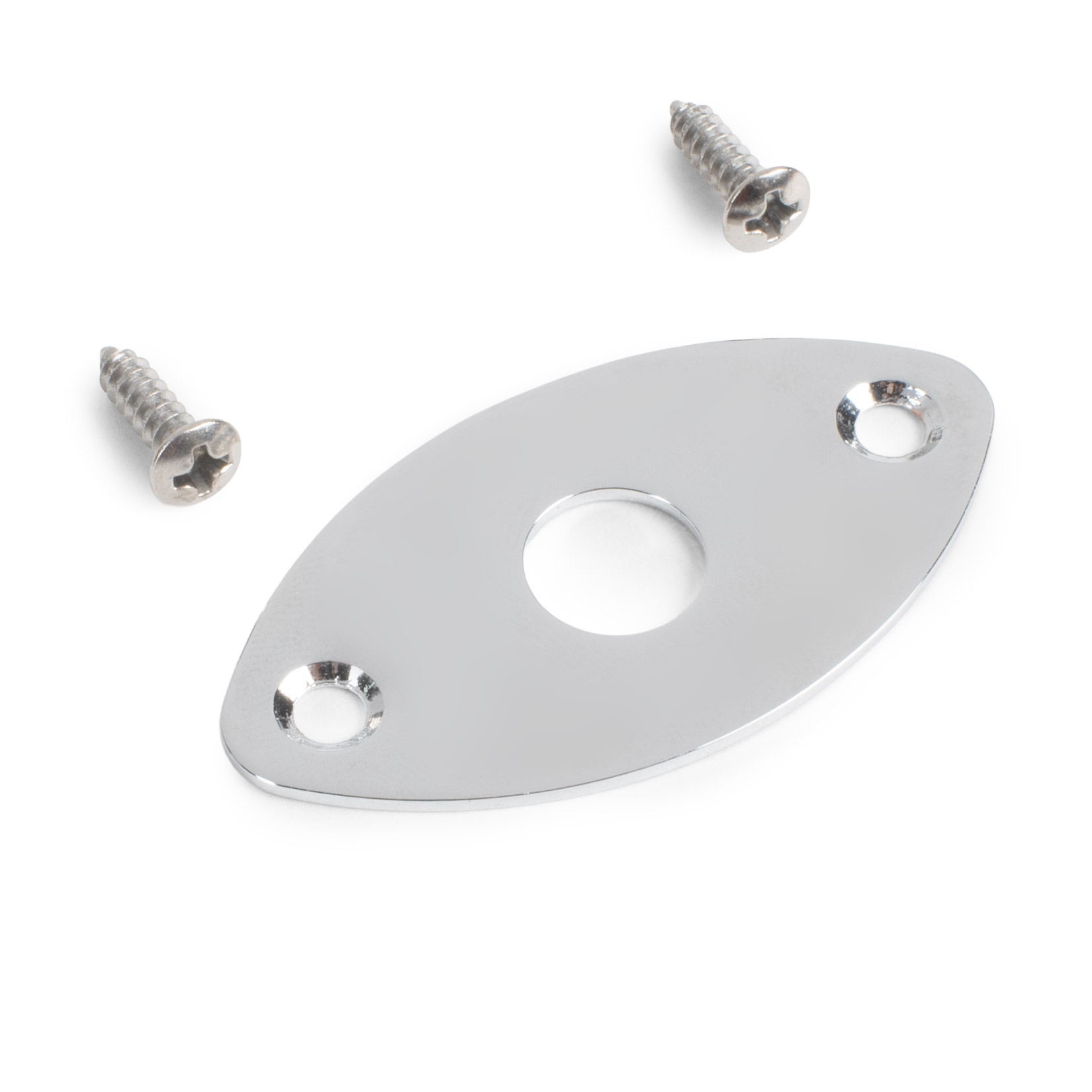 StewMac Oval Jack Plate, Flat, Chrome