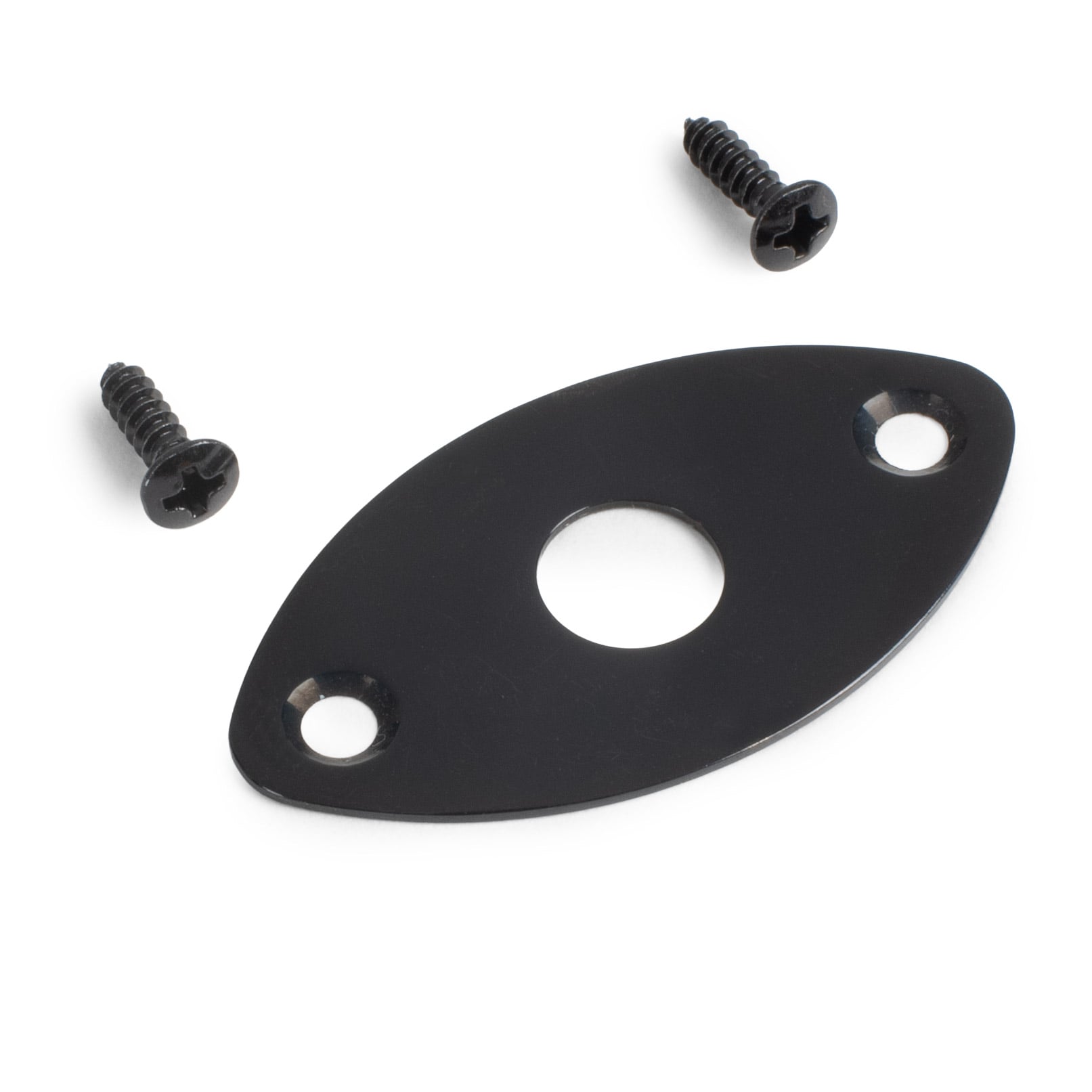 StewMac Oval Jack Plate, Flat, Black
