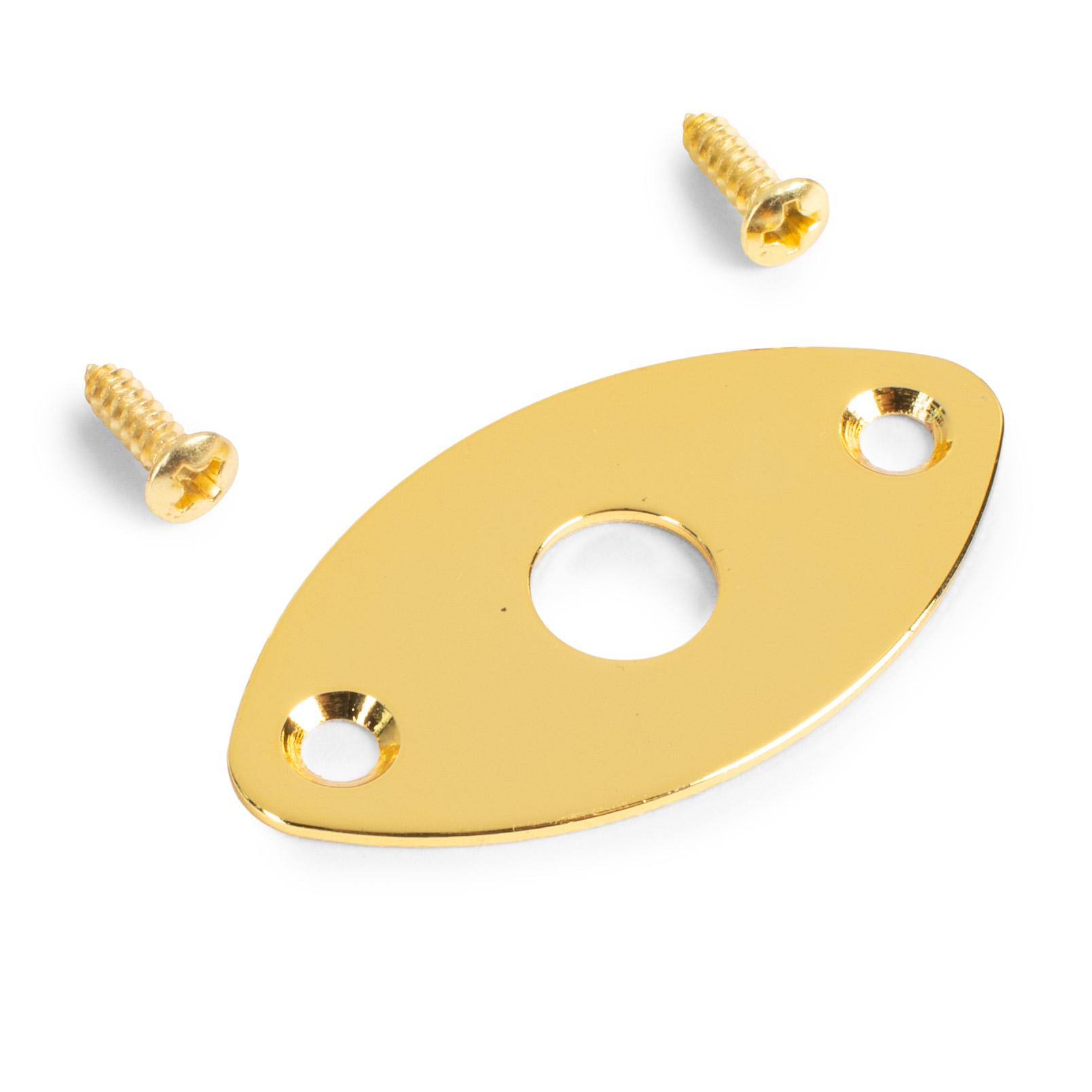 StewMac Oval Jack Plate, Flat, Gold