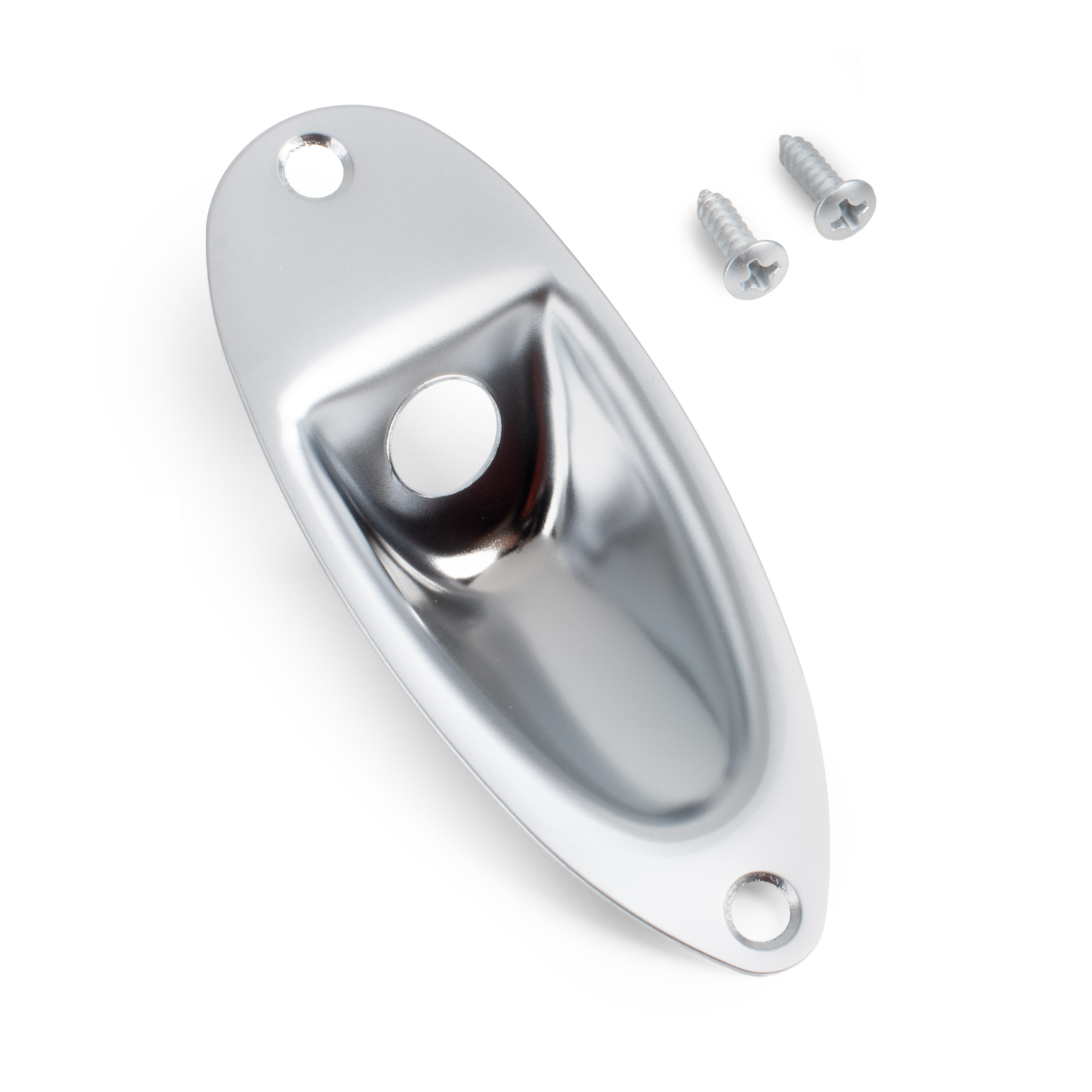 StewMac Jack Plate for Strat, Satin Chrome