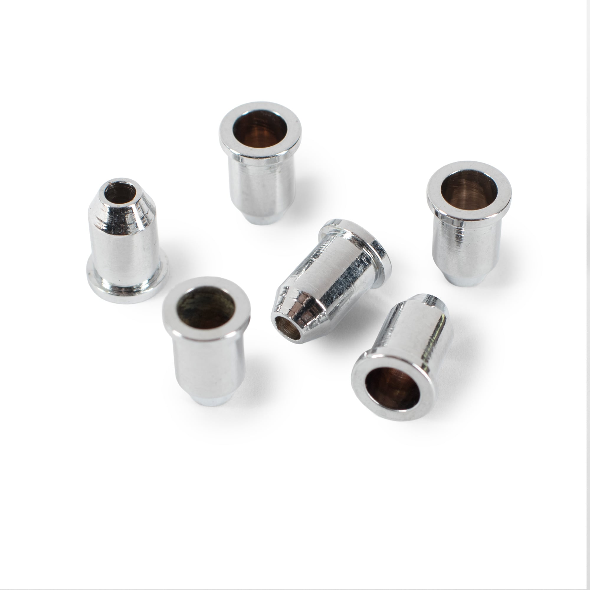 StewMac Guitar String-through Bullet Ferrules, Chrome, Set of 6