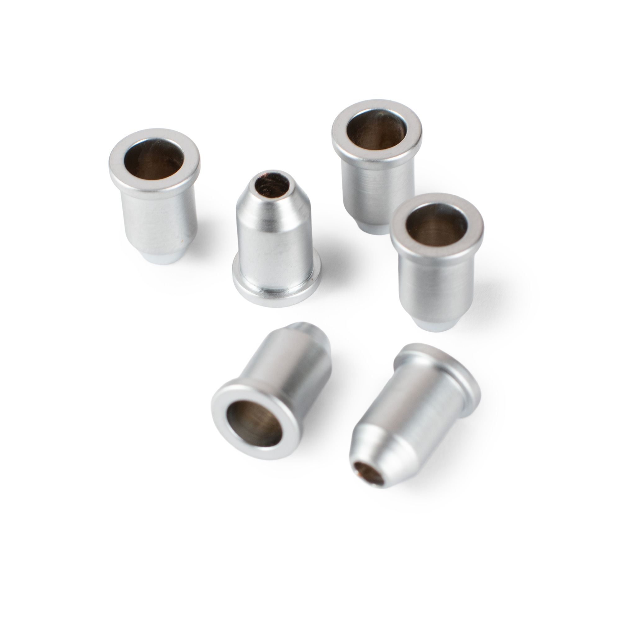 StewMac Guitar String-through Bullet Ferrules, Satin Chrome, Set of 6