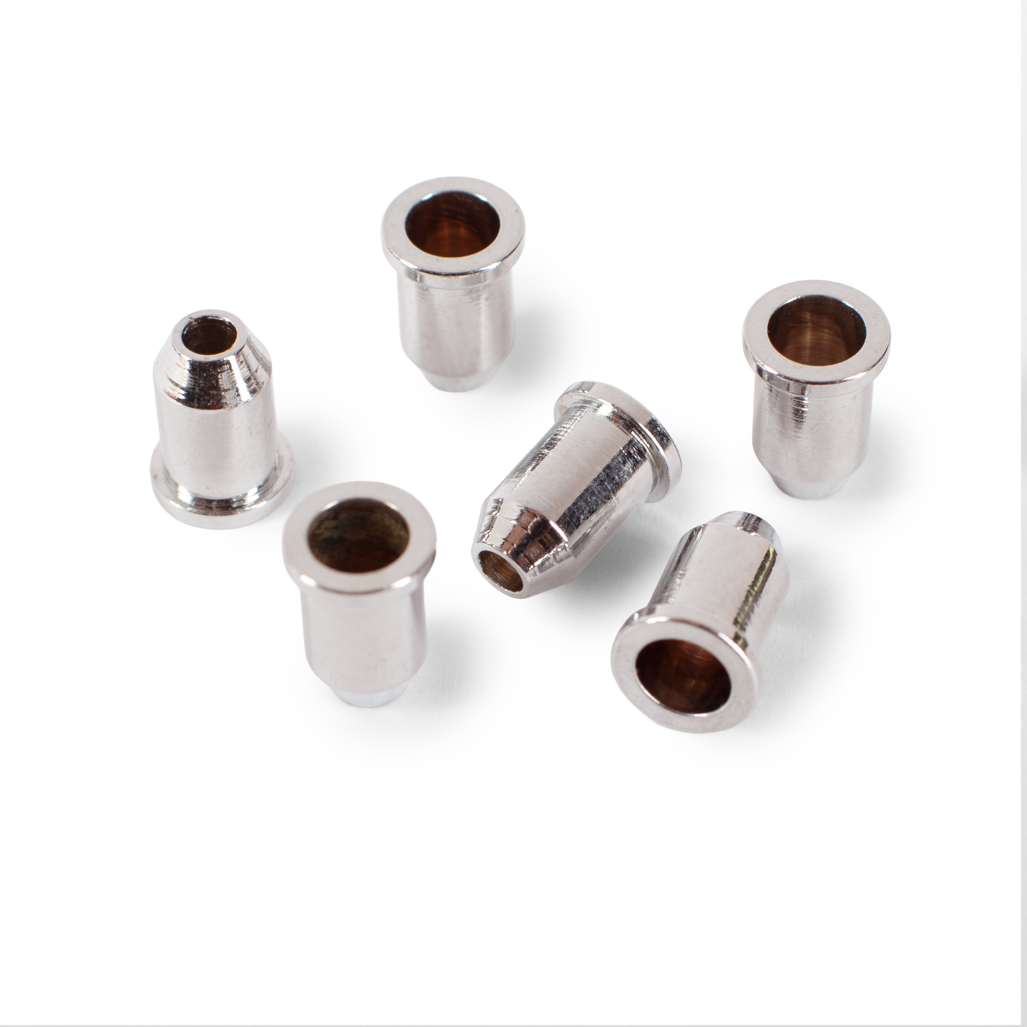 StewMac Guitar String-through Bullet Ferrules, Nickel, Set of 6