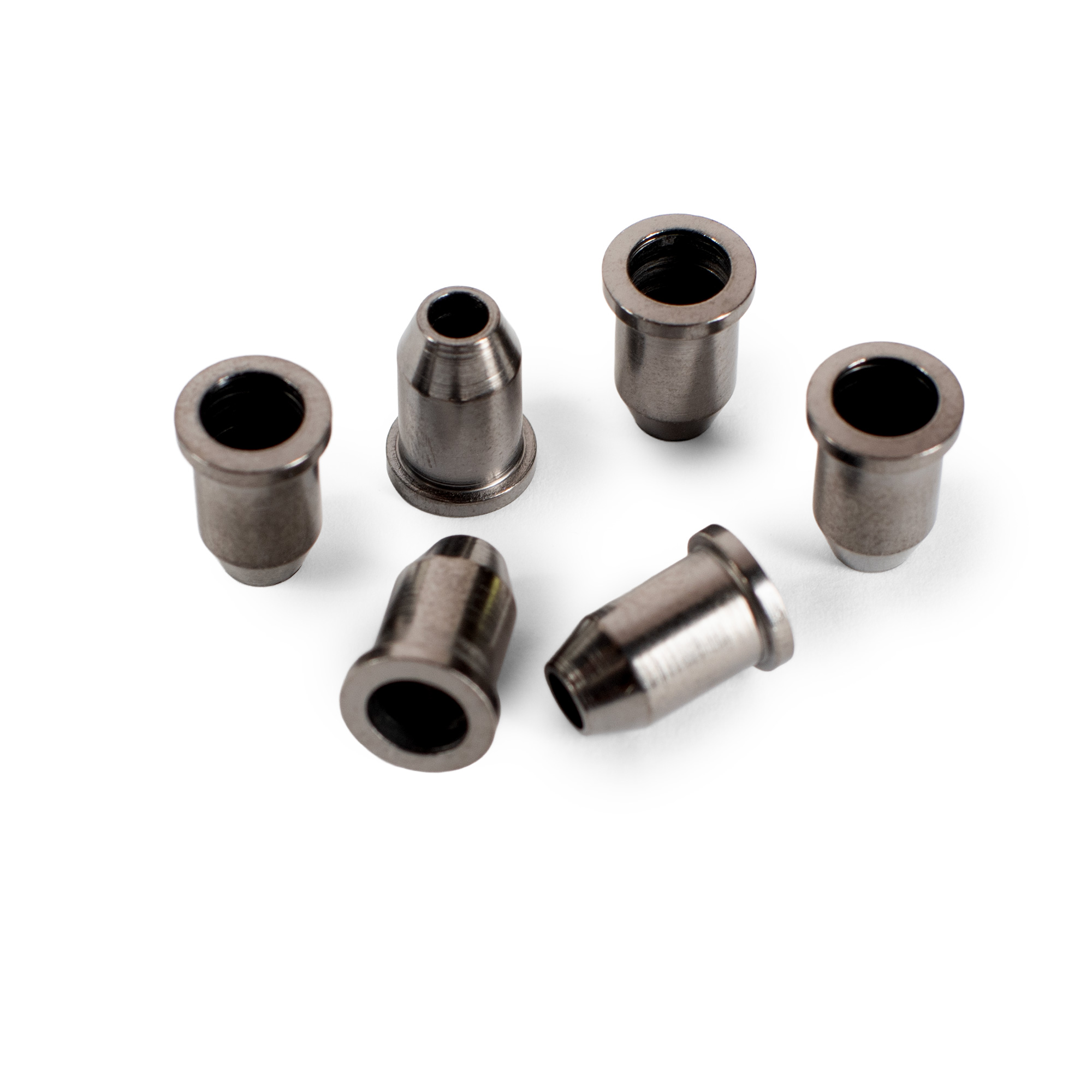 StewMac Guitar String-through Bullet Ferrules, Black Nickel, Set of 6