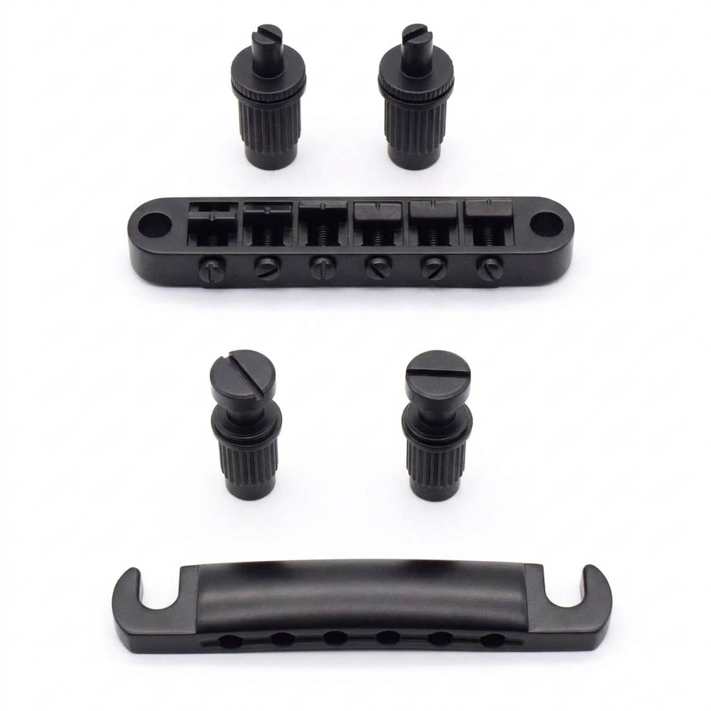 StewMac Tune-o-matic Bridge and Tailpiece, Satin Black