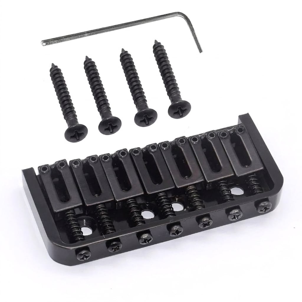 StewMac 7-String Hardtail Bridge, Hipshot-style, Black