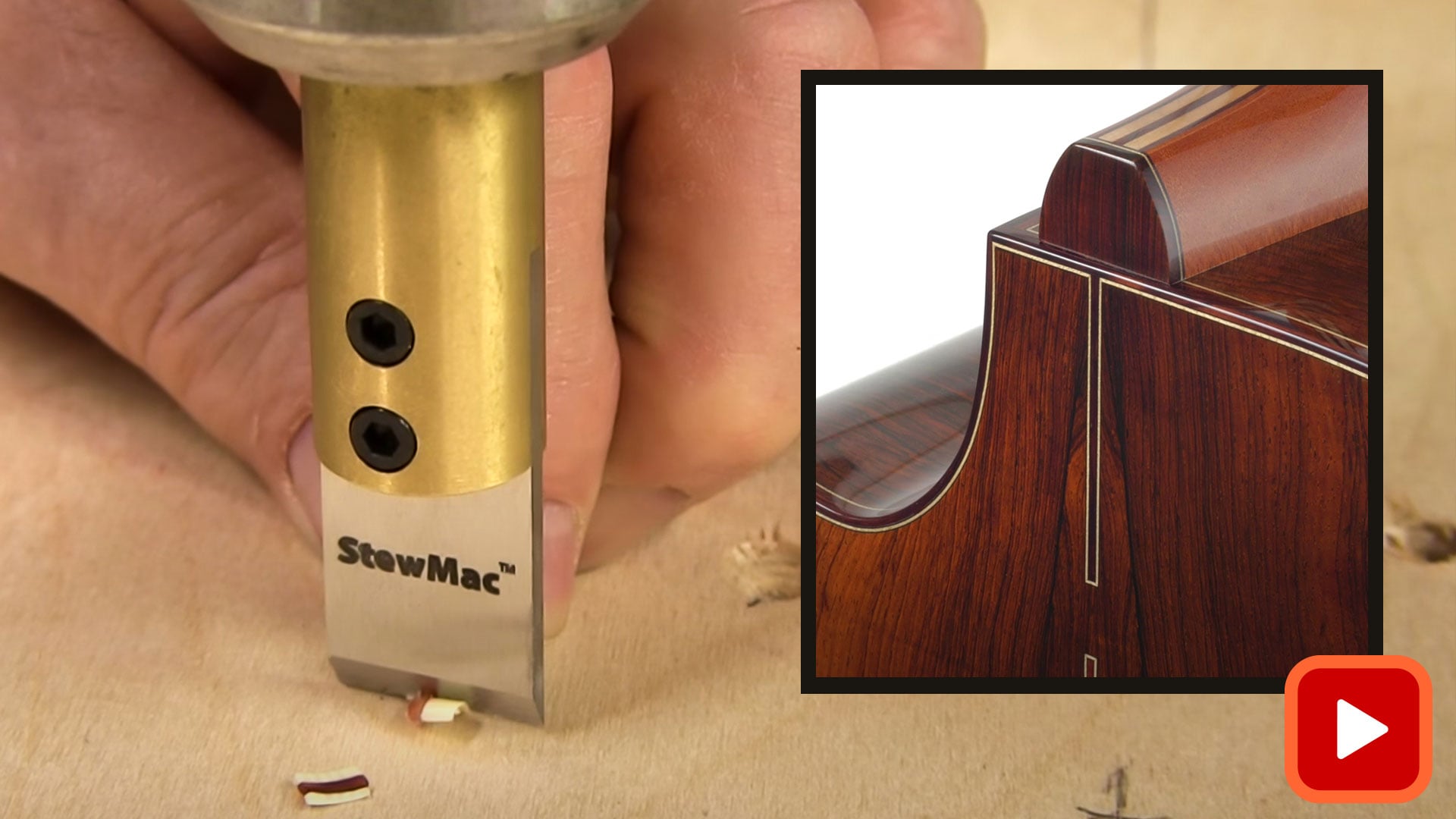 Miter blade cutting binding and showing finished mitered corner